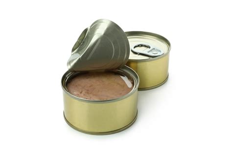 Premium Photo | Tins with canned tuna isolated on white background