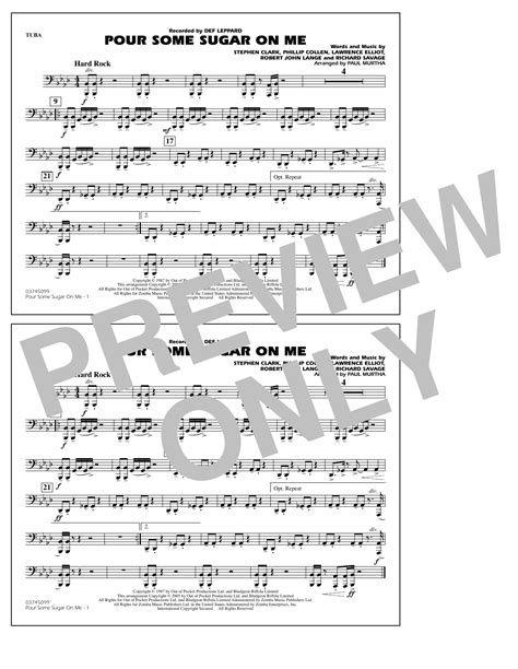 Pour Some Sugar On Me (arr. Paul Murtha) - Tuba Sheet Music | Def ...