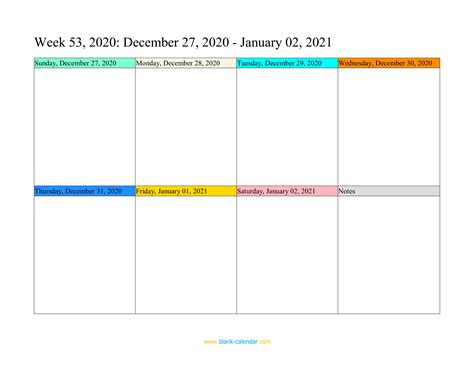 Weekly Calendar 2021 (WORD, EXCEL, PDF)