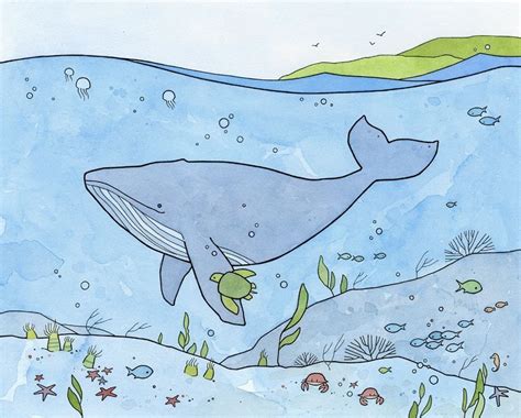 Underwater Drawing, Ocean Drawing, Whale Drawing, Art Drawings For Kids ...