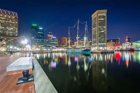 The Inner Harbor at Night, in Baltimore, Maryland Editorial Stock Image ...