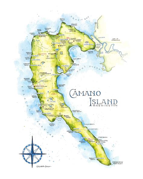 Camano Island Map Art Print | Camano island, Island art, Island map