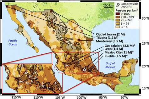 Map of the population density in Mexico from the Gridded Population of... | Download Scientific ...