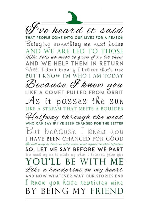 "For Good" Wicked Lyrics Print - Wall Art Printable Prints