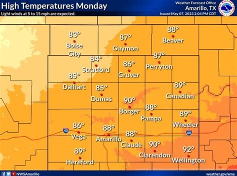 Weather Forecast Office High Temperatures Monday 'Amarillo, TX Light ...