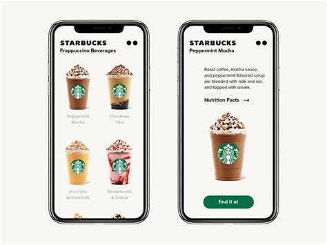 Starbucks app / Concept / Menu | Starbucks frappuccino, Starbucks ...