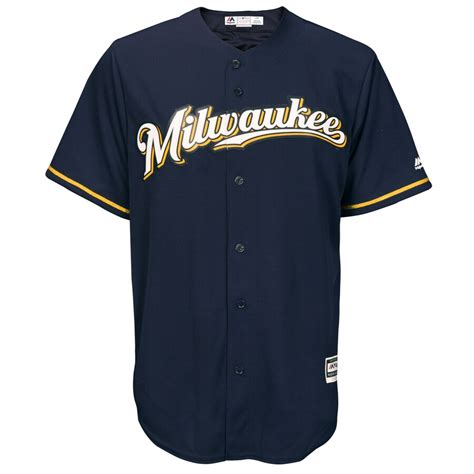 Men's Majestic Navy Milwaukee Brewers Official Cool Base Jersey