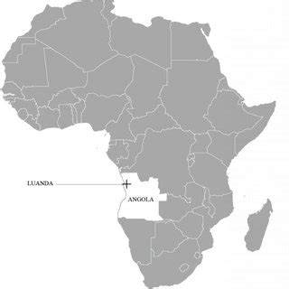 MAP OF AFRICA SHOWING THE LOCATION OF ANGOLA AND ITS CAPITAL CITY ...