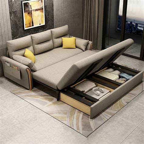 85.8" Full Sleeper Sofa Cotton&linen Upholstered Convertible Sofa with ...