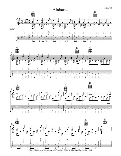 Alabama Sheet music for Guitar - 8notes.com