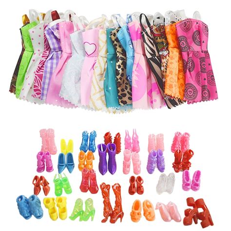 20 Item/Doll Accessories 10 Pcs Doll Clothes+Random 10 Pairs Doll Shoes for Barbie Doll ...