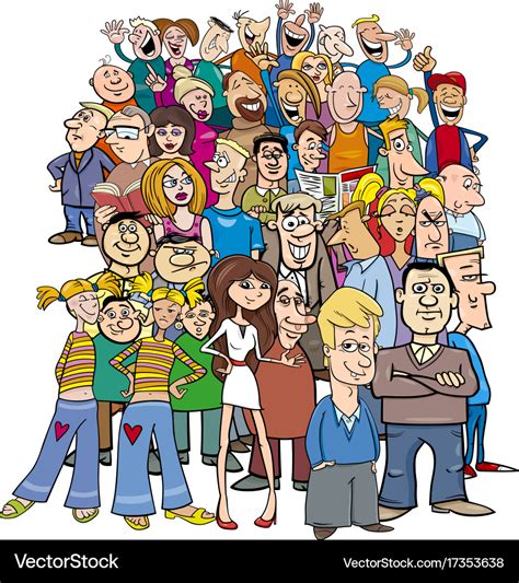 Crowd cartoon people characters Royalty Free Vector Image