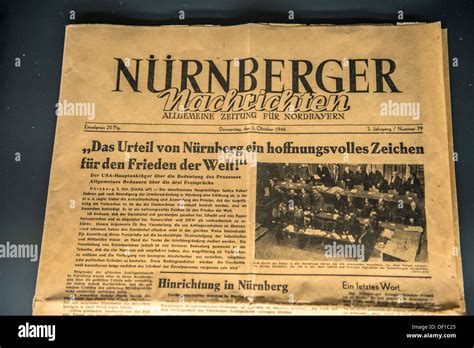 Front page of Nuremberg newspaper about the Nuremberg trials, Nuremberg, Germany Stock Photo - Alamy