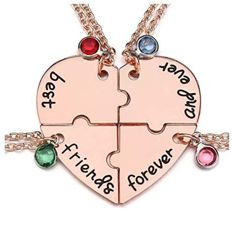 Jovivi Best Friends Forever and Ever Necklaces for 4 Alloy Heart Puzzle ...