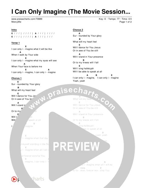 I Can Only Imagine (The Movie Session) Chords PDF (MercyMe) - PraiseCharts