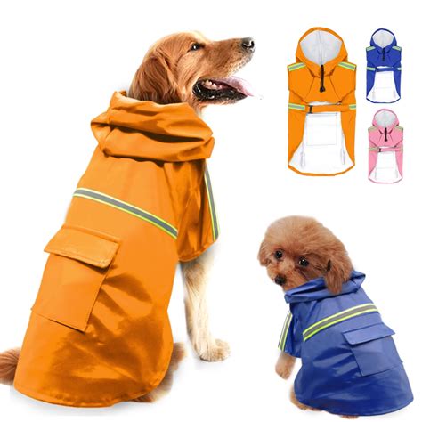 Raincoat For Dogs Waterproof Dog Coat Jacket Reflective Dog Raincoat Clothes For Small Medium ...