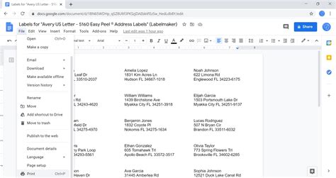 Google Docs Mailing Label Template