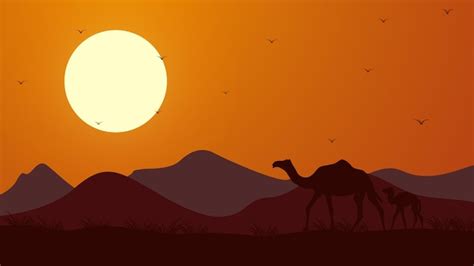 Premium Vector | Africa desert nature landscape with animals silhouette