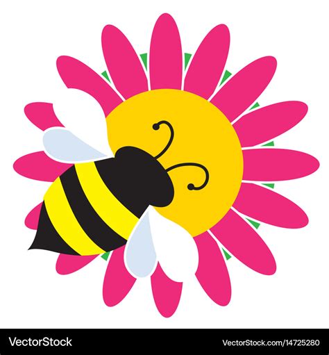 Bumble bee on flower Royalty Free Vector Image