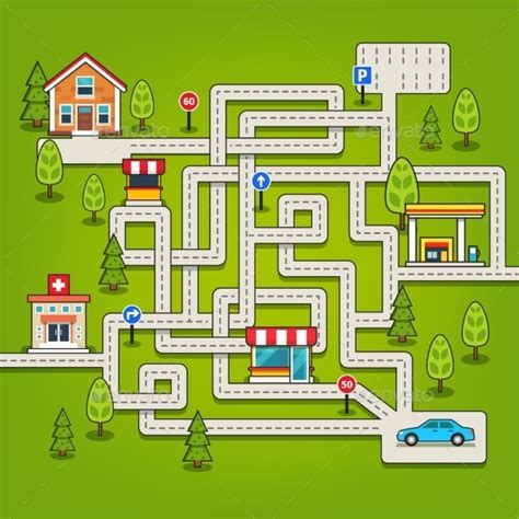 City Maze Game with Roads by IconicBestiary | GraphicRiver