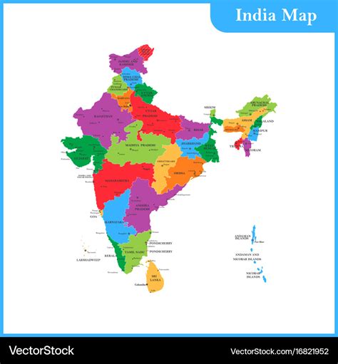 Map of india and sri lanka Royalty Free Vector Image