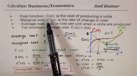 Cost Marginal and Average Cost Business Economics Calculus Applications ...