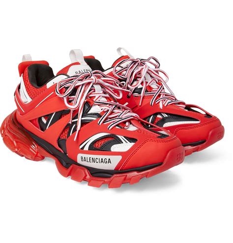 BALENCIAGA - Track Nylon, Mesh and Rubber Sneakers - Red Balenciaga