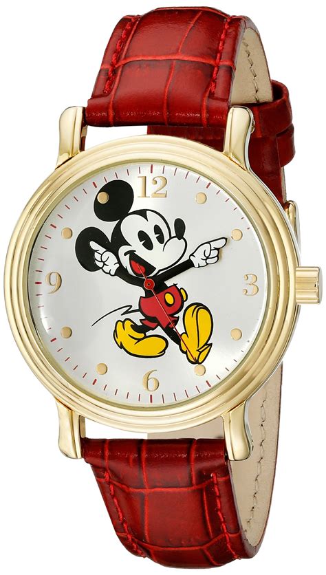 Galleon - Disney Women's W001870 Mickey Mouse Gold-Tone Watch With Red ...