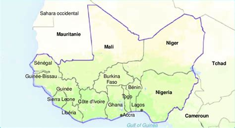 Carte de l'Afrique de l'Ouest. Map of West Africa. | Download ...