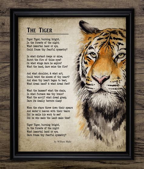 The Tiger Poem 1794 William Blake Printable Tyger Poem - Etsy