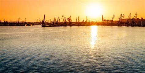 Varna port stock photo. Image of coast, maritime, cranes - 111587406