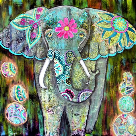 Boho Elephant Painting by Carol Iyer - Pixels