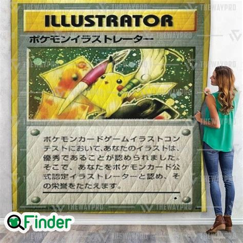 Pikachu Pokemon ILLUSTRATOR Card Quilt Blanket - Q-Finder Trending ...