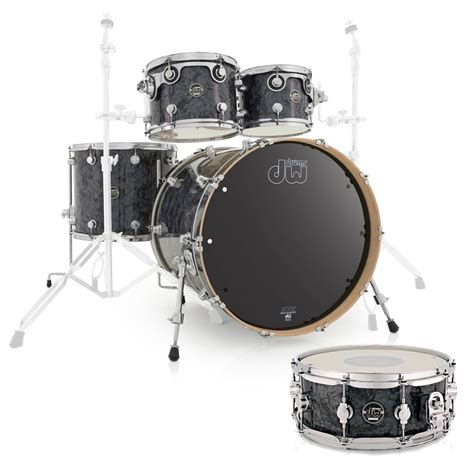 DW Drums Performance Series 5 Piece Shell Pack w/Snare, Black Diamond at Gear4music