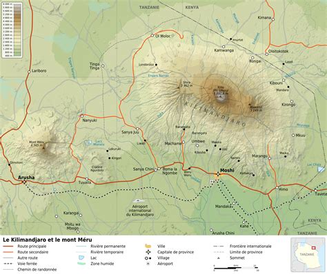 File:Mount Kilimanjaro and Mount Meru map-fr.jpg - Wikimedia Commons