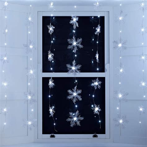 Lights4fun 36 Micro White LED Snowflake Star Curtain Light Christmas ...