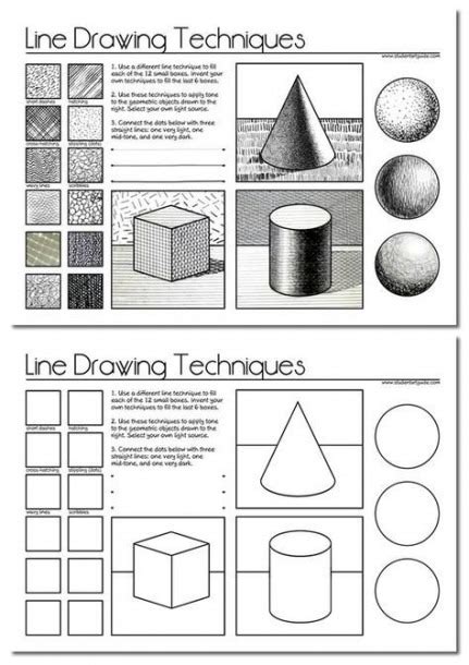 Art Line Drawing Techniques Worksheets