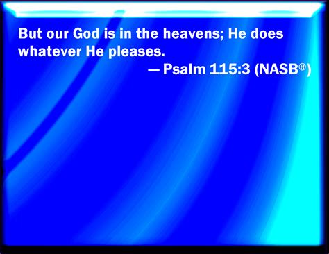 Psalm 115:3 But our God is in the heavens: he has done whatever he has pleased.