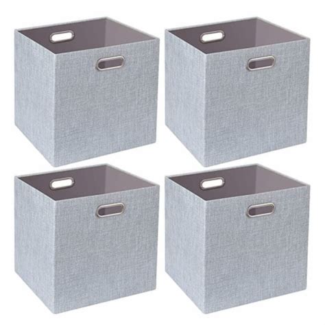 Posprica 13 x 13 Inch Square Collapsible Fabric Storage Cubes, Silver ...