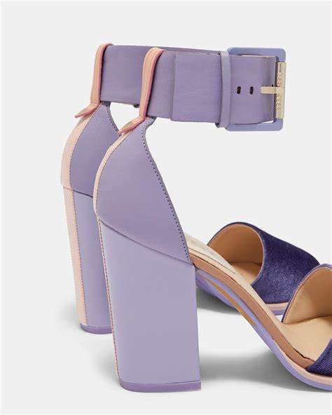 Ted Baker Velvet Block Heel Sandals in Lilac (Purple) - Lyst