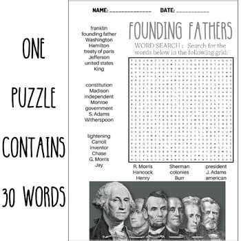 FOUNDING FATHERS word search puzzle worksheets activities | TPT