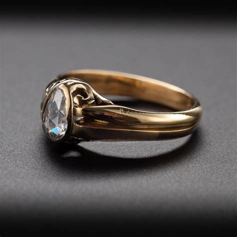 Antique Rose Cut Diamond Solitaire Ring Unisex For Sale at 1stDibs