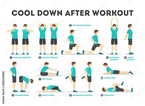 Cool down after workout exercise set. Collection Stock Vector | Adobe Stock