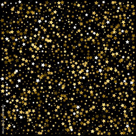 Gold background. Gold stars on a black background. Vector IIlustration. Golden stars on a black ...