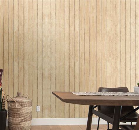 Light raw and worn wooden boards Wood wallpaper - TenStickers