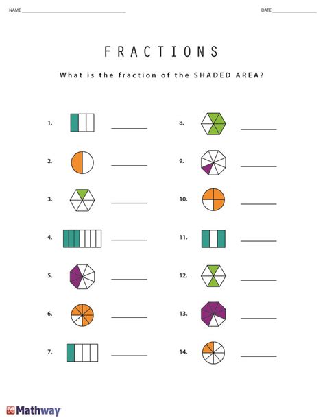 fraction worksheet with fractions and fraction numbers to help students practice fraction skills