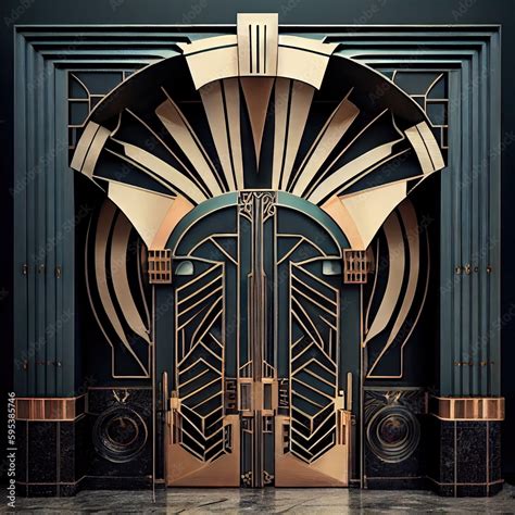 Vintage Door, Art Deco Enter, Luxury Elevator Door, Art Nouveau Architecture Abstract Generative ...