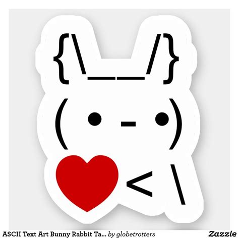 ASCII Text Art Bunny Rabbit Take Heart Back Sticker | Zazzle.com | Text ...