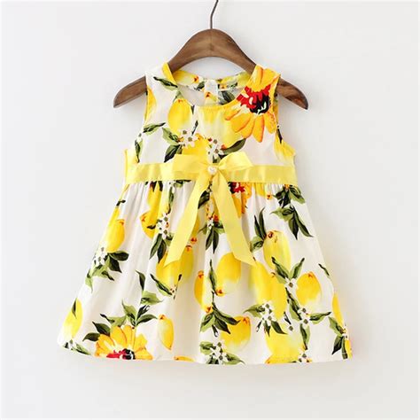 Summer Baby Girl Dress Lemon Infant Dress Toddler Girls Baby Clothing Sleeveless Baby Dress ...