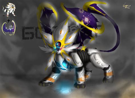 [Pokemon-Fusion] Solgaleo + Lunala by LittleMissLynx on DeviantArt